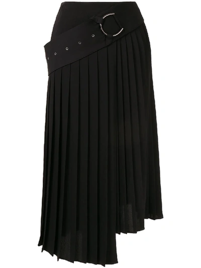 Shop Akira Naka Asymmetric Pleated Skirt In Black