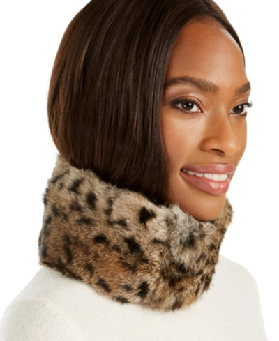 Shop Surell Convertible Rabbit Fur Headband Collar In Heather Spot