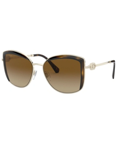 Shop Bvlgari Bulgari Women's Polarized Sunglasses In Pale Gold/dark Havana/polar Brown Gradient