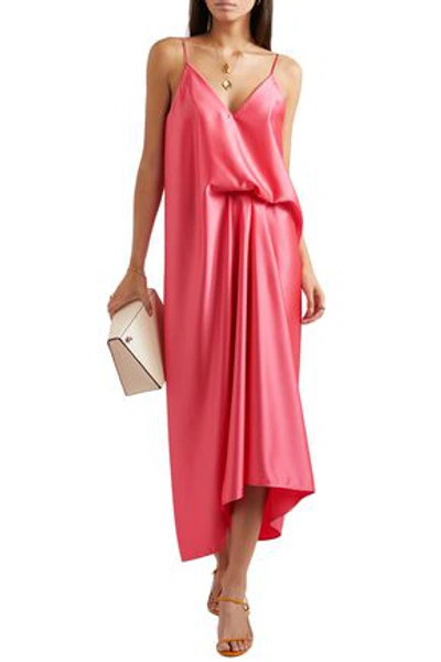 Shop Cedric Charlier Draped Satin Dress In Pink