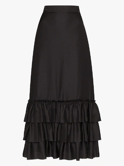 Shop The Vampire's Wife The Trouble In Mind Silk Midi Skirt In Black