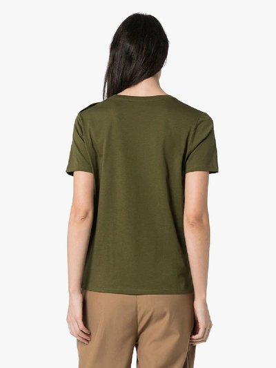 Shop Balmain Logo Print Cotton T-shirt In Green