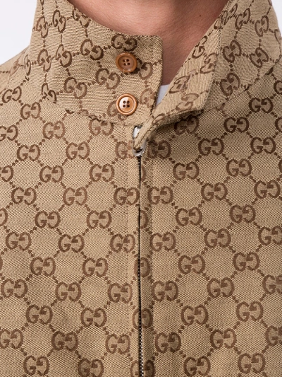 Shop Gucci Gg Canvas Bomber Jacket In Neutral