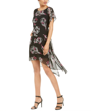 adrianna papell chiffon overlay dress