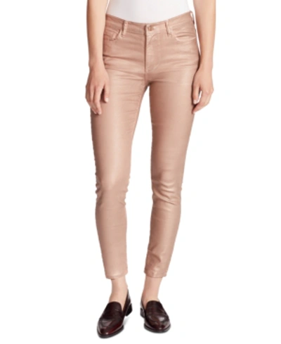 Shop Ella Moss Metallic Ankle Skinny Jeans In Gold Foil