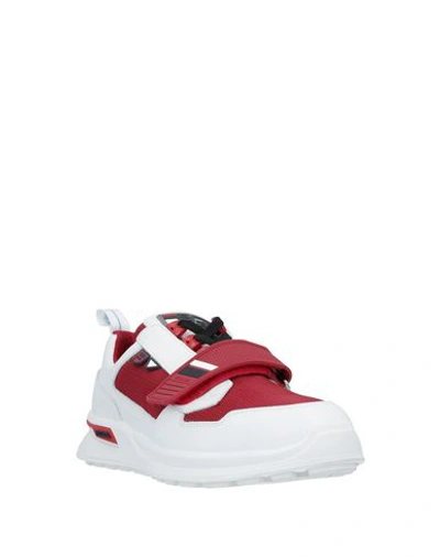 Shop Prada Man Sneakers Red Size 8 Soft Leather, Textile Fibers