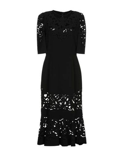 Shop Dolce & Gabbana Woman Midi Dress Black Size 4 Viscose, Acetate, Polyamide, Elastane, Polyester