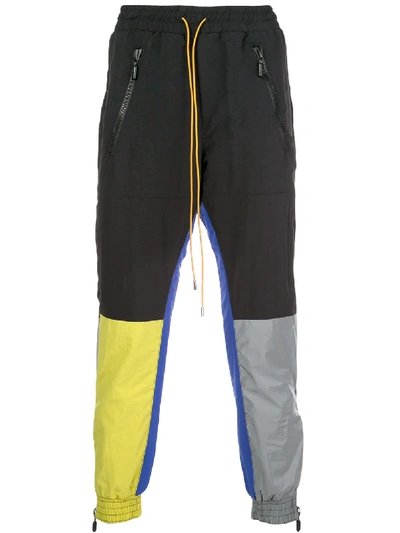 Shop Rhude Color-block Track Pants In Black