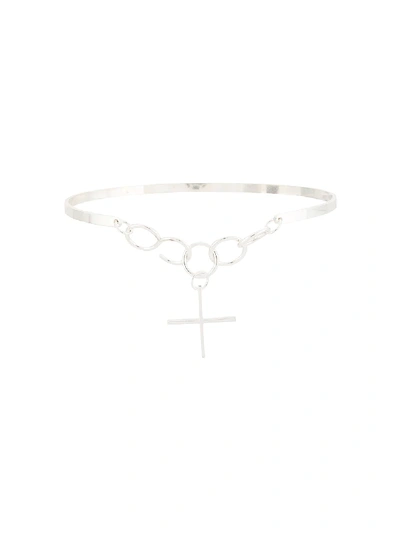 Shop Annie Costello Brown Cross-charm Necklace In Silver