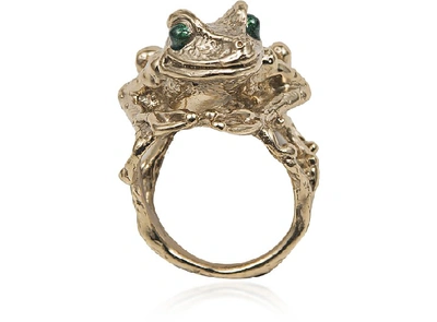 Shop Bernard Delettrez Designer Rings Big Froggy Bronze Ring In Doré