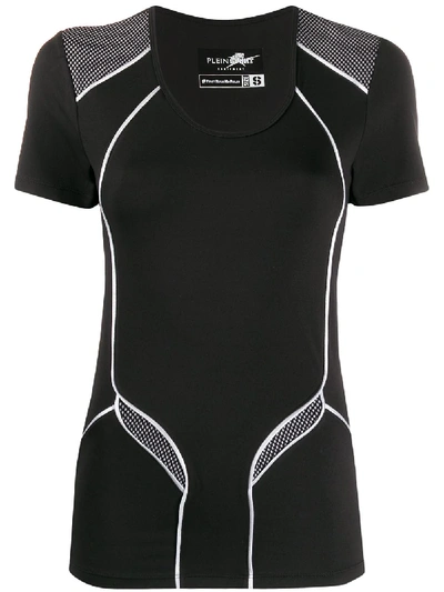 Shop Plein Sport Dotted Panels Performance T-shirt In Black