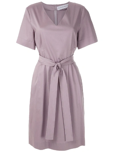 Shop Gloria Coelho Tie Waist Dress In Purple