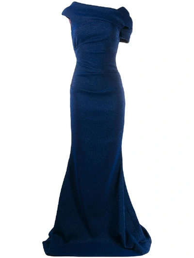 Shop Talbot Runhof Bonette Dress In Blue