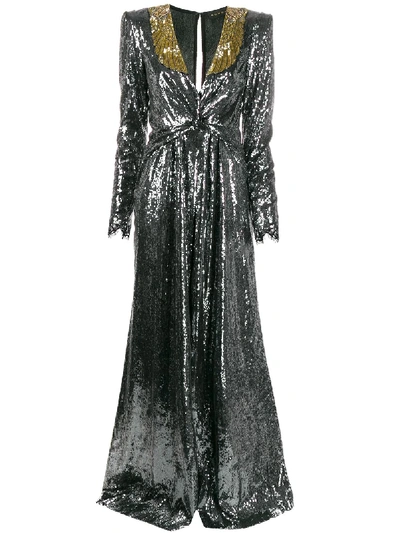 Shop Dundas Sequin-embellished Gown In Silver