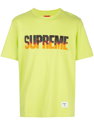 Shop Supreme Flame Print Short Sleeve T-shirt In Green