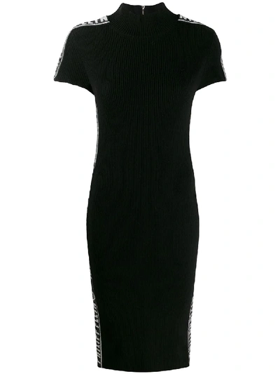 Shop Philipp Plein Rhinestone Logo Knit Dress In Black