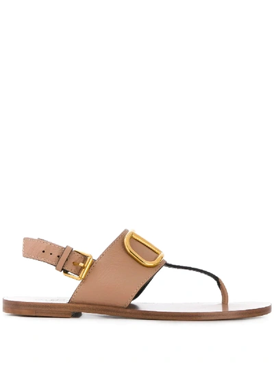 Shop Valentino Vlogo Flat Sandals In Pink