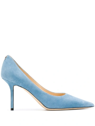 Shop Jimmy Choo Love 85mm Pointed-toe Pumps In Blue