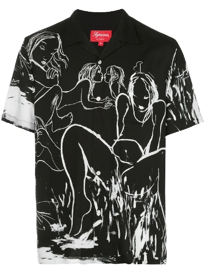 X Rita Ackermann Rayon S/s Shirt In Black