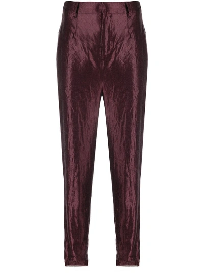 Shop Phaédo Studios Satin Cropped Trousers In Red