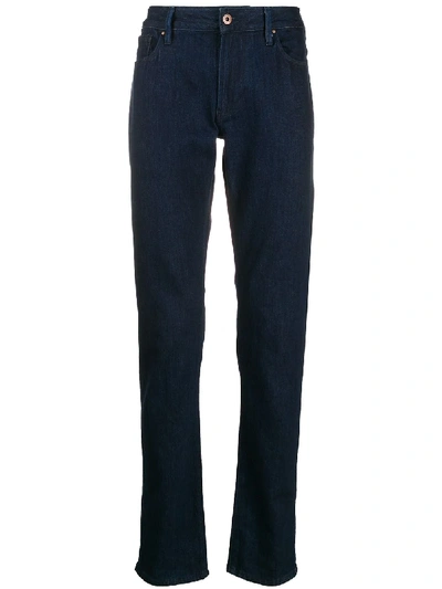 Shop Emporio Armani High Rise Slim Fit Jeans In Blue