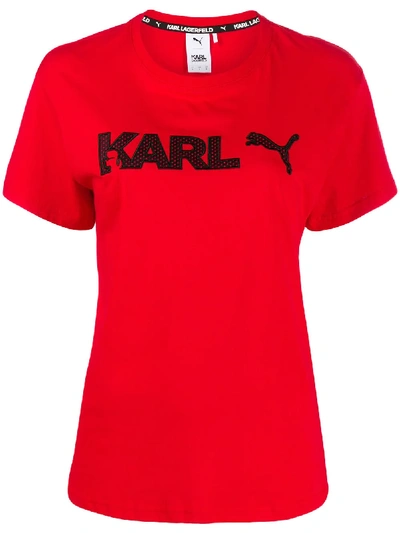 Shop Puma X Karl Lagerfeld Printed T-shirt In Red