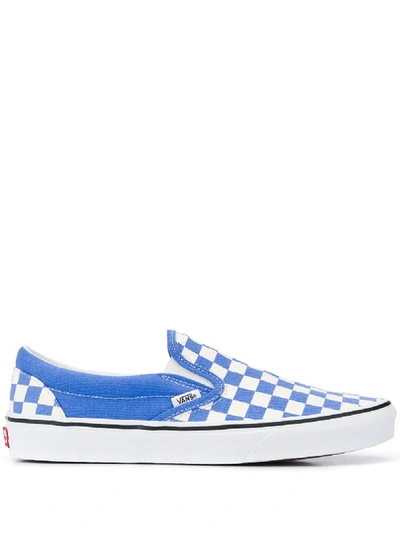 Shop Vans Slip-on Check Sneakers In Blue