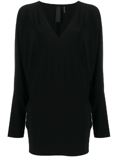 Shop Norma Kamali V-neck Dolman-sleeve T-shirt In Black