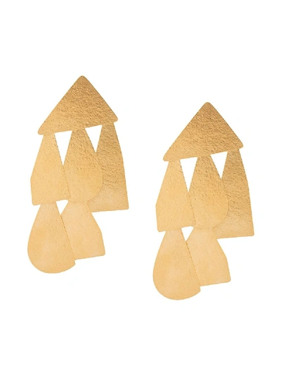 Shop Annie Costello Brown Zola Earrings In Gold