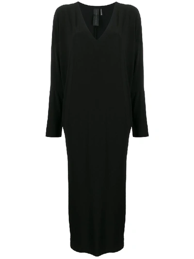 Shop Norma Kamali V-neck Long Dress In Black
