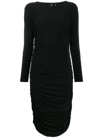 Shop Norma Kamali Ruched Dress In Black