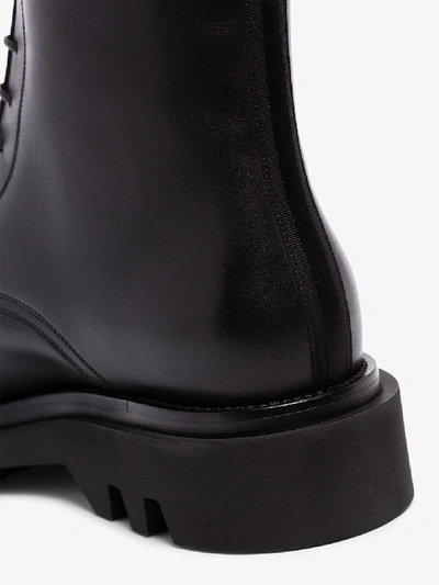 Shop Givenchy Black Combat Lace-up Leather Ankle Boots