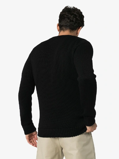 Shop Fendi Logo Intarsia Wool Sweater In Black