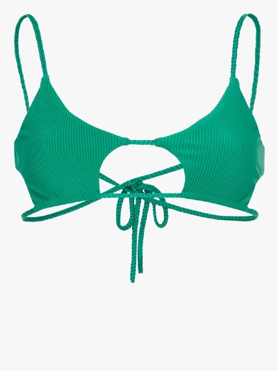 Shop Frankies Bikinis Willa Cutout Bikini Top In Green
