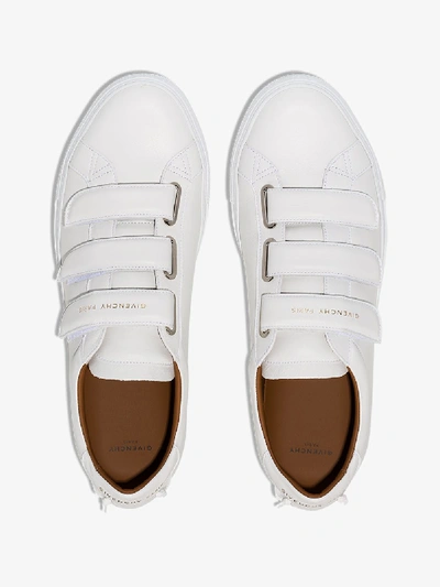 Shop Givenchy White Velcro Strap Leather Sneakers