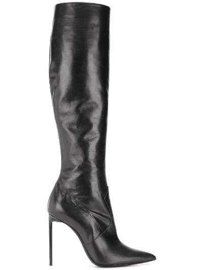 Shop Saint Laurent Stiletto Boots In 黑色