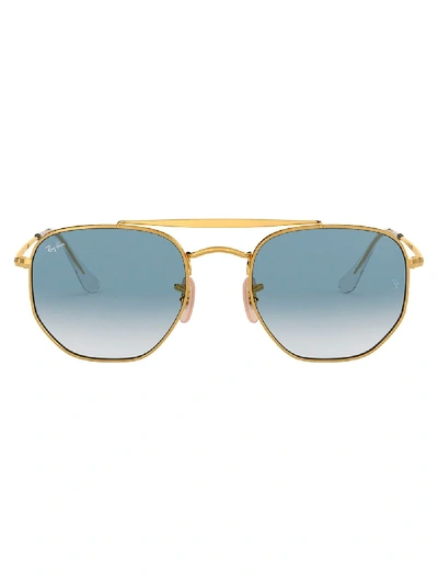 Ray Ban Aviator Shaped Sunglasses In Metallic
