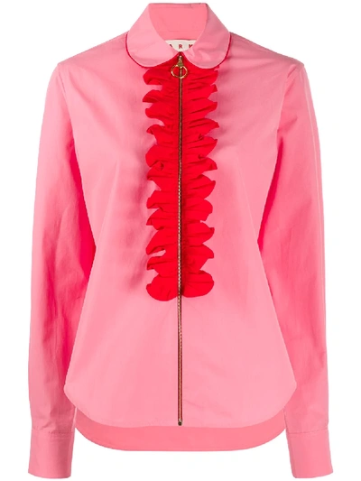Shop Marni Chinese New Year 2020 Ruffled Shirt In Pink