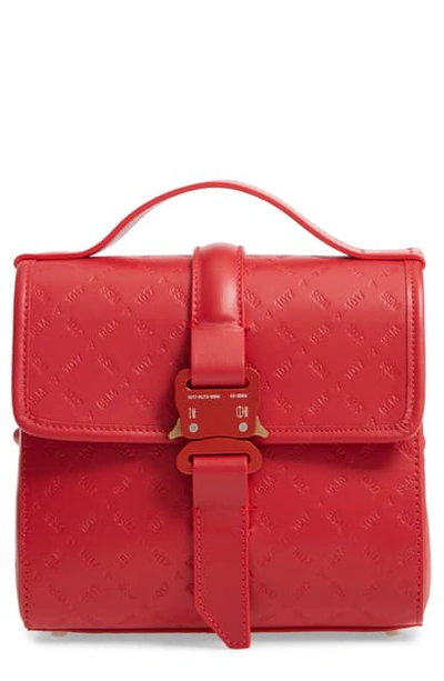 Shop Alyx Anna Embossed Logo Leather Shoulder Bag In Red Cherry