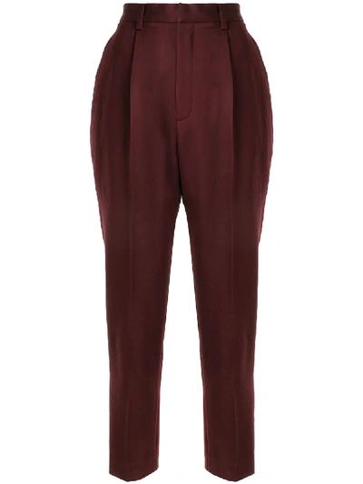 Shop Akira Naka Tapered Cropped Trousers In Red