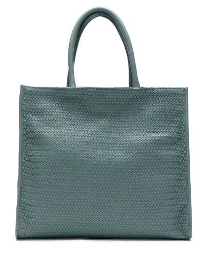 Shop Sarah Chofakian Woven Tote Bag In Blue