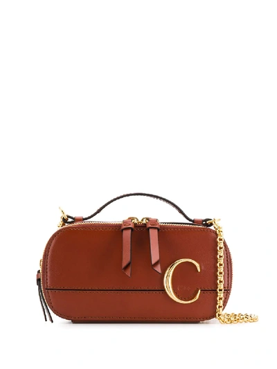 Shop Chloé Mini  C Vanity Bag In Brown