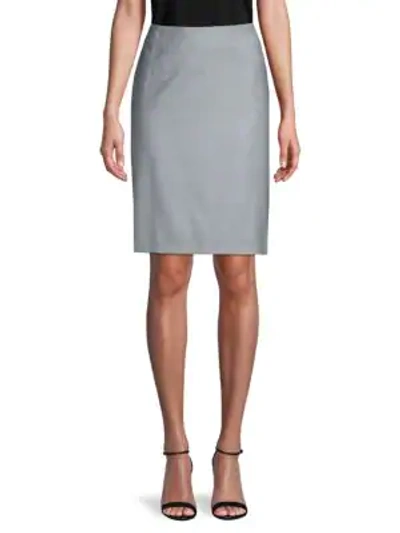 Shop Giorgio Armani Wool Pencil Skirt In Greyish Blue