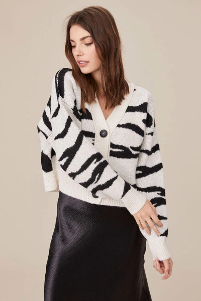 Shop Lna Boxy Cardigan Sweater In Ivory Tiger Jaquard