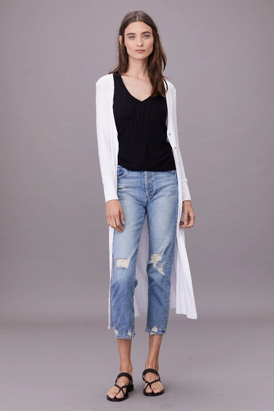 Shop Lna Ribbed Emmit Cardigan In White