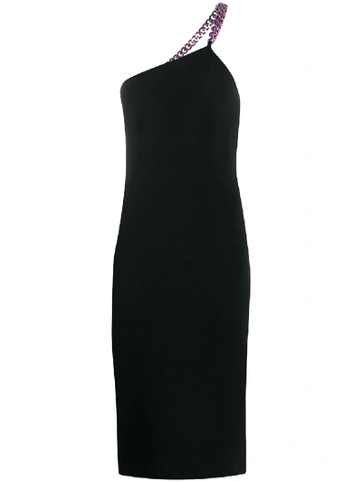 Shop Tom Ford Chain-strap One-shoulder Dress In Black