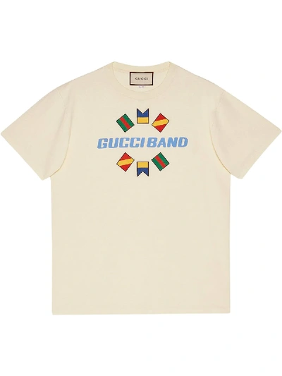 Shop Gucci Band Print T-shirt In White