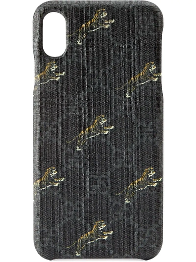 Shop Gucci Gg Supreme Tigers Iphone Xs Max Case In Black