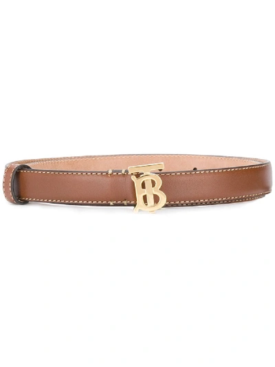 Shop Burberry Monogram Buckle Belt In Brown