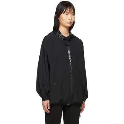 Shop Givenchy Black Logo Windbreaker Jacket In 001 Black